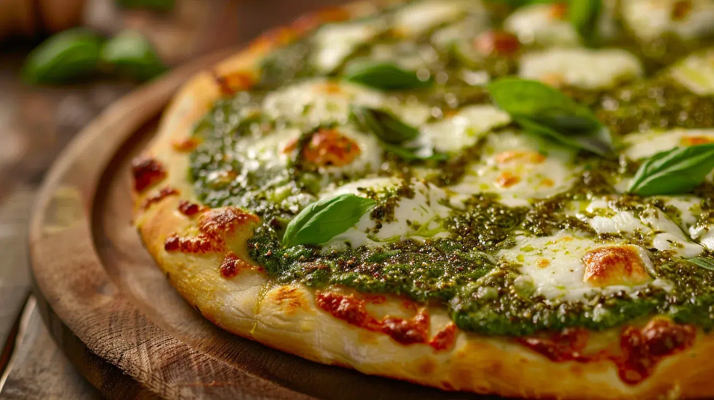 pizza mozzarella pesto