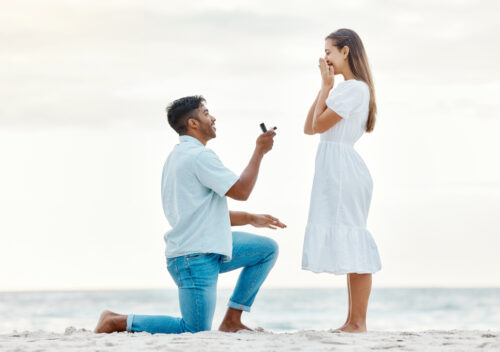 demande en mariage sur la plage